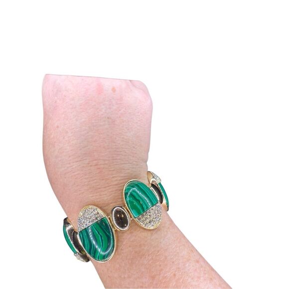 Ann Taylor Green and Crystal Beaded Bracelet - Picture 1 of 4